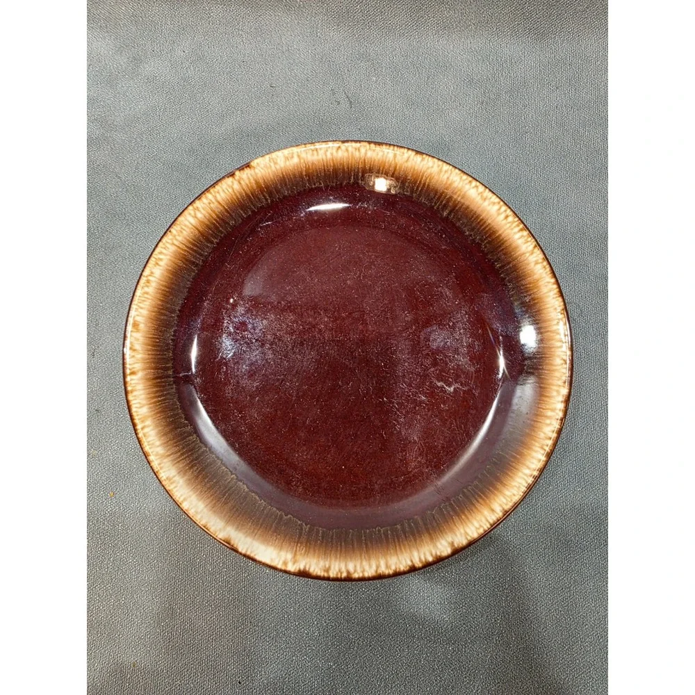 Vintage Brown Drip Glaze USA Pottery Dessert Salad Plates Set of 5 Mid Century